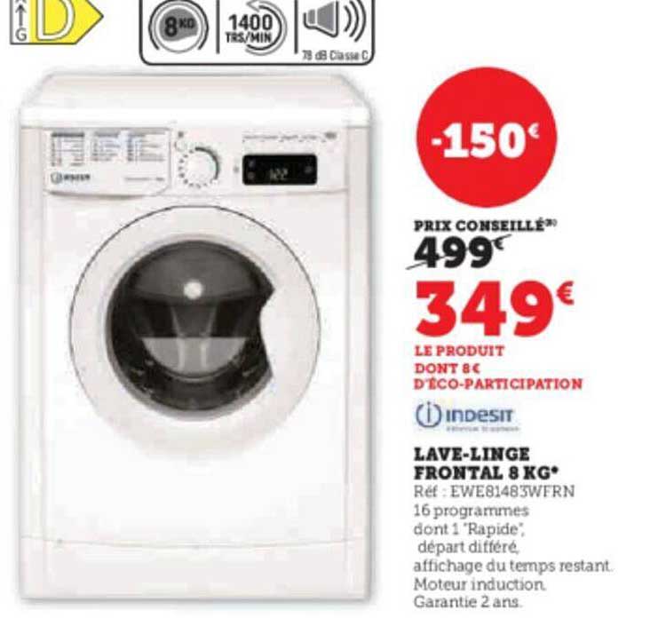 lave-linge frontal 8 kg indesit