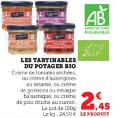 Les Tartinables Du Potager Bio