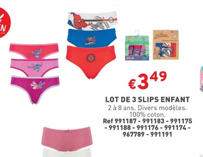 Lot De 3 Slips Enfant