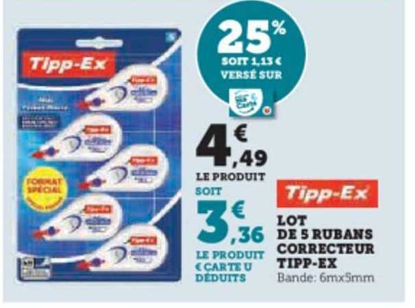 lot de 5 rubans correcteur tipp-ex