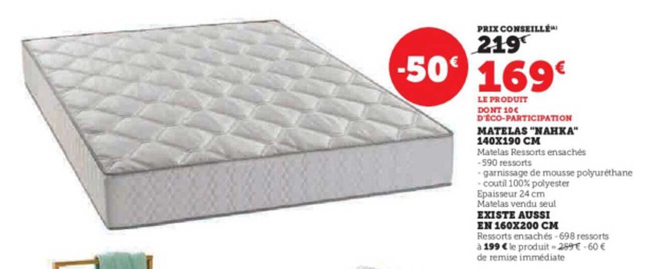 Matelas "nahka" 140 X 190 Cm Existe Aussi En 160 X 200 Cm