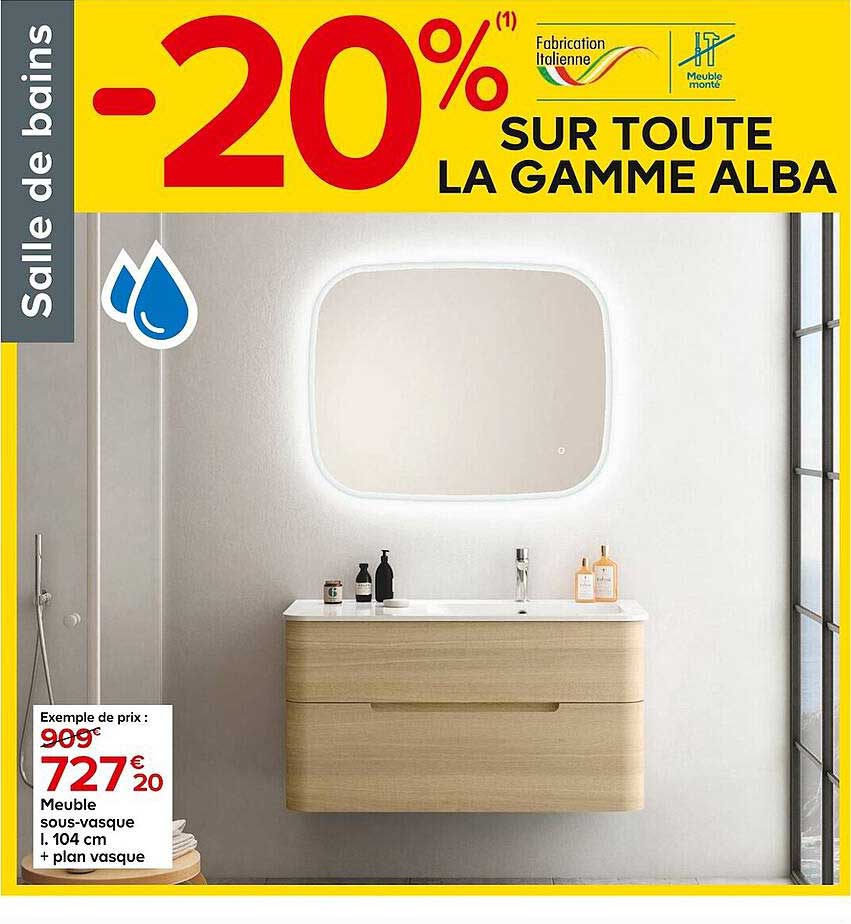 meuble sous-vasque l. 104 cm + plan vasque