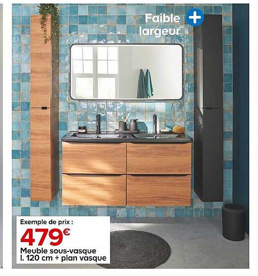 meuble sous-vasque l.120 cm + plan vasque