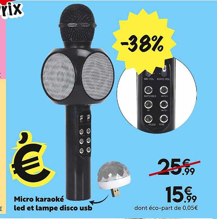 micro karaoké led et lampe disco usb