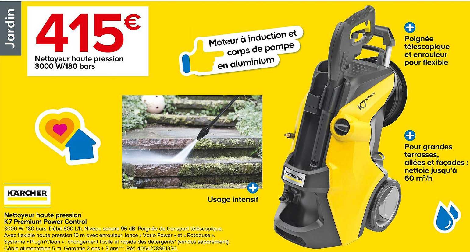 nettoyeur haute pression 3000w/180 bars k7 premium power control kärcher