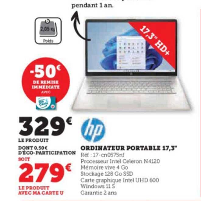 Ordinateur Portable 17,3" Hp