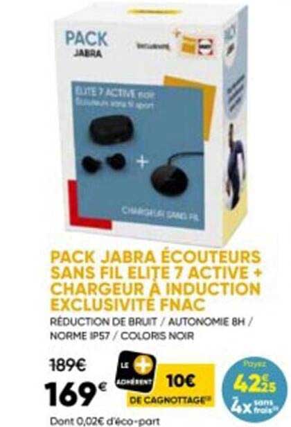 pack jabra écouteurs sans fil elite 7 active + chargeur à induction exclusivité fnac