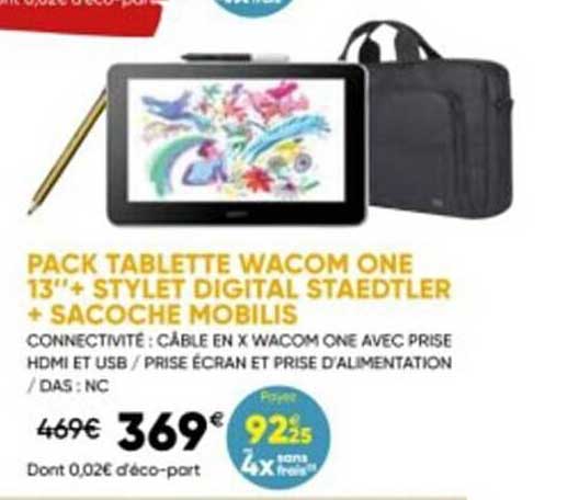 pack tablette wacom one 13" + stylet digital staedtler + sacoche mobilis