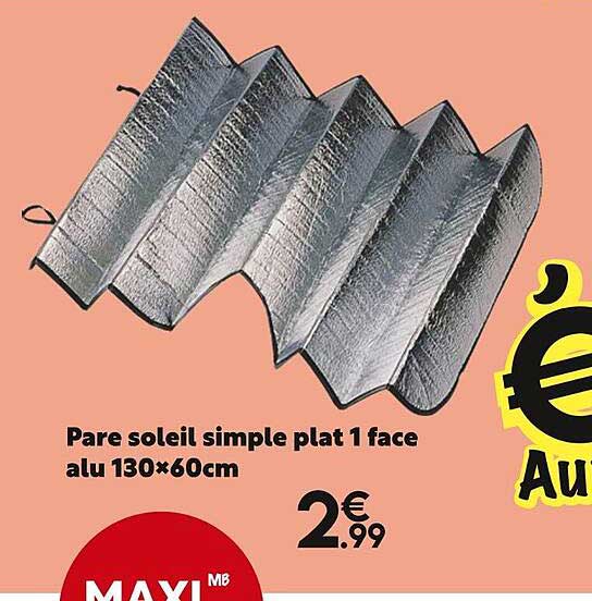 pare soleil simple plat 1 face alu 130x60cm