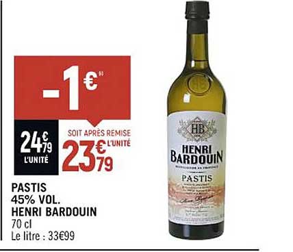 pastis 45% vol. henri bardouin
