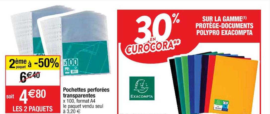 pochettes perforées transparentes, la gamme protège-documents polypro exacompta