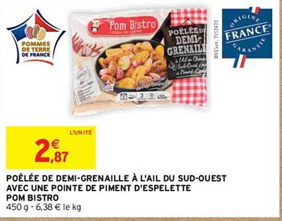 poêlée de demi-grenaille à l'ail du sud-ouest avec une pointe de piment d'espelette pom bistro