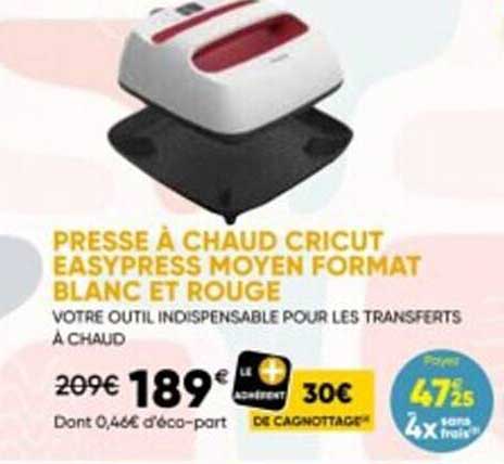 Presse à Chaud Cricut Easypress Moyen Format Blanc Et Rouge