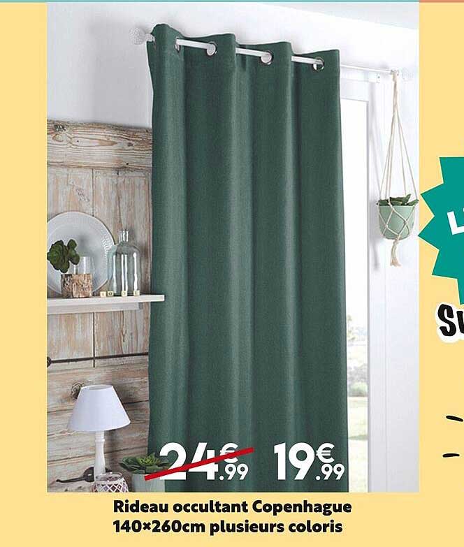 rideau occultant copenhague 140x260cm plusieurs coloris