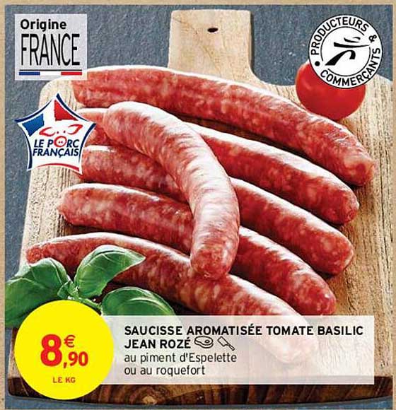 saucisse aromatisée tomate basilic jean rozé