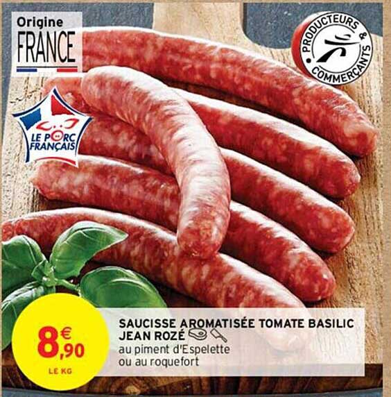 saucisse aromatisée tomate basilic jean rozé