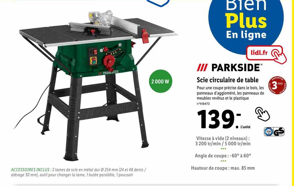 Scie Circulaire De Table Parkside