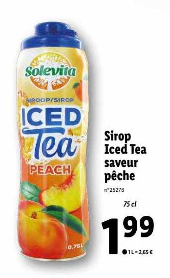 Sirop Iced Tea Saveur Pêche Solevita