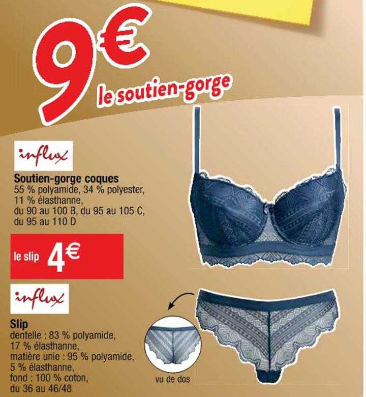soutien-gorge coques influx, slip influx