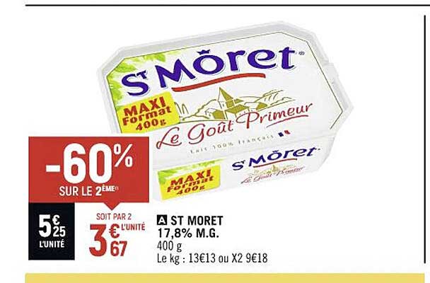 st moret 17.8% m.g. -60% sur le 2ème