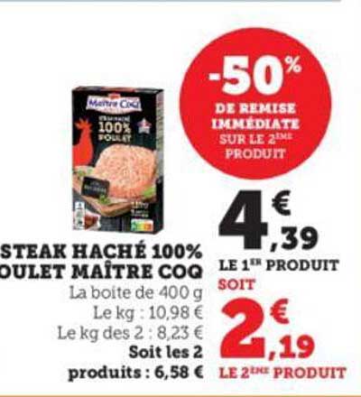 steak haché 100% poulet maître coq