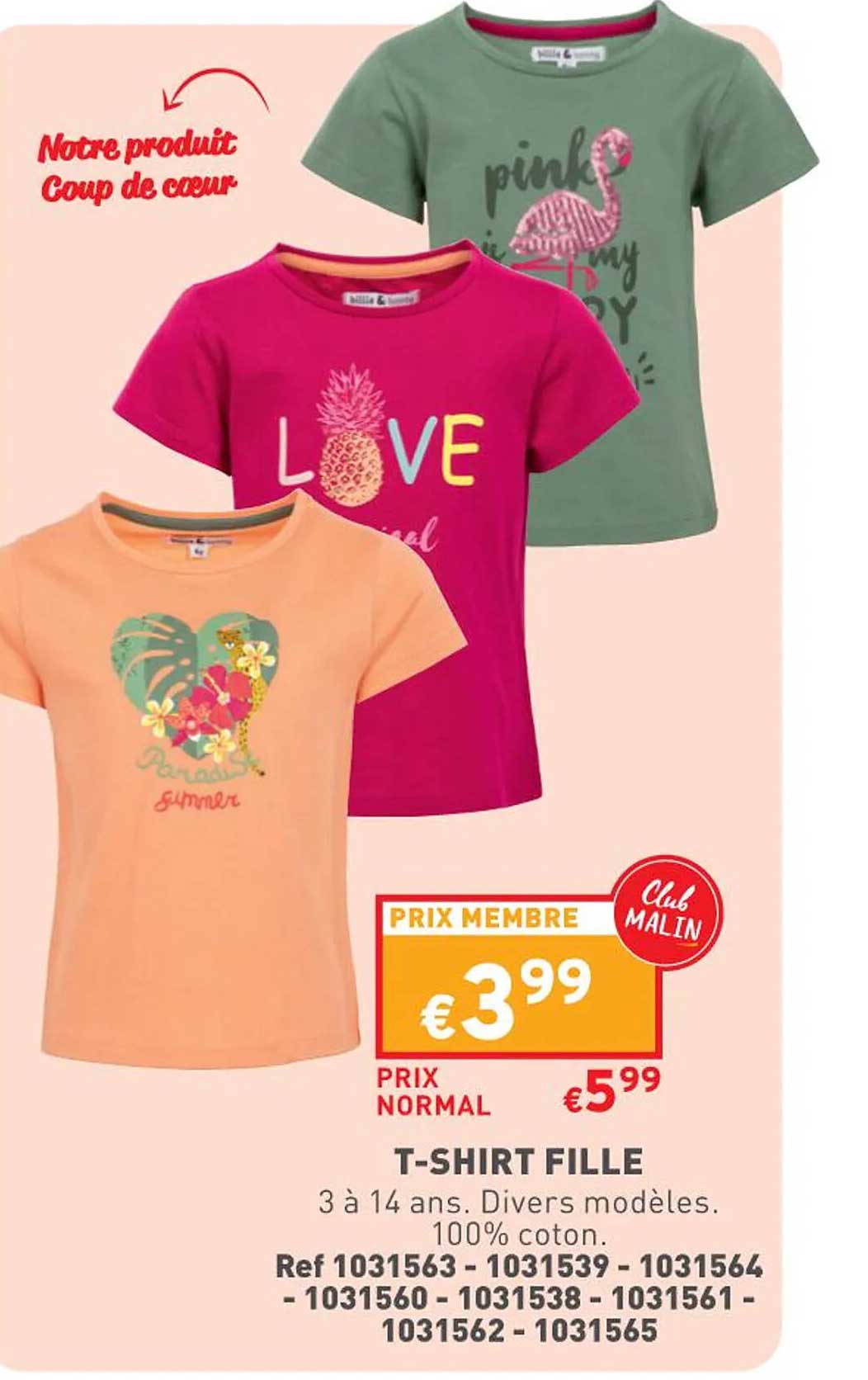 T-shirt Fille 3 à 14 Ans