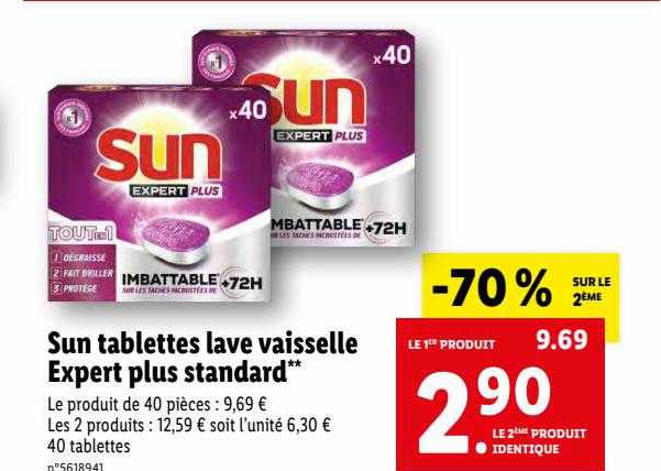 Tablettes Lave Vaisselle Expert Plus Standard Sun