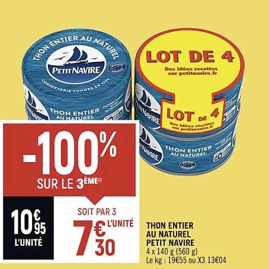 thon entier au natural petit navire 100% sur le 3ème