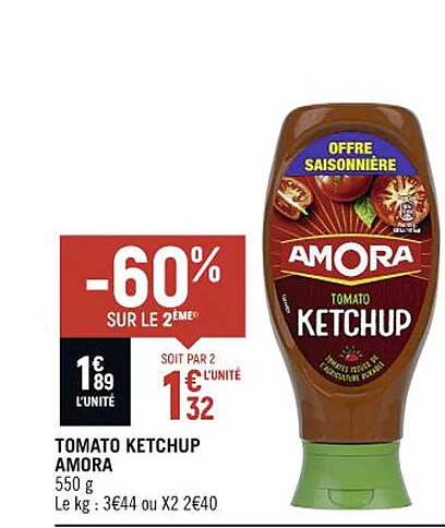 tomato ketchup amora  -60% sur le 2ème