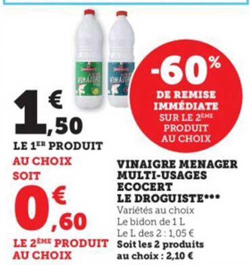 vinaigre ménager multi-usages ecocert le droguiste