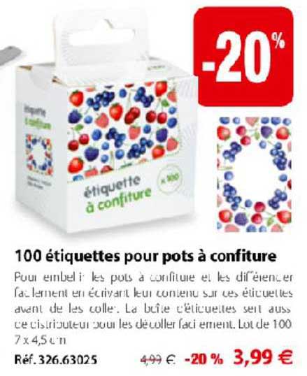 100 étiquettes pour pots à confiture