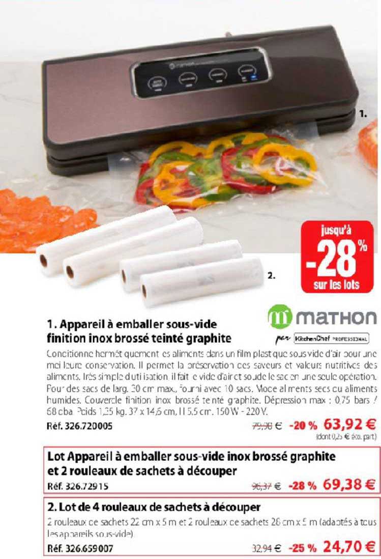 appareil à emballer sous vide finition inox brossé teinté graphite mathon