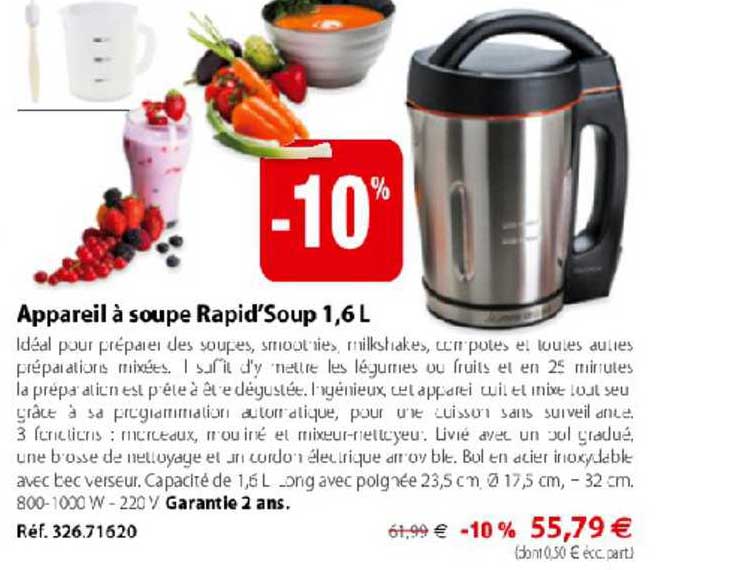 appareil à soupe rapid soup 1.6 l