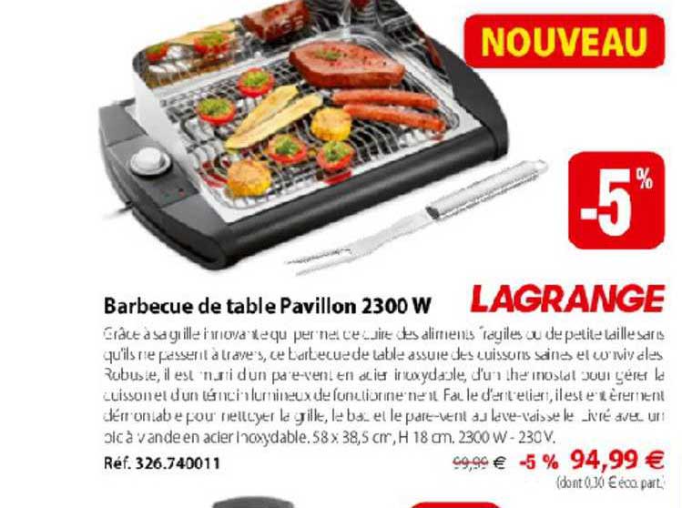 barbecue de table pavillon 2300 w lagrange