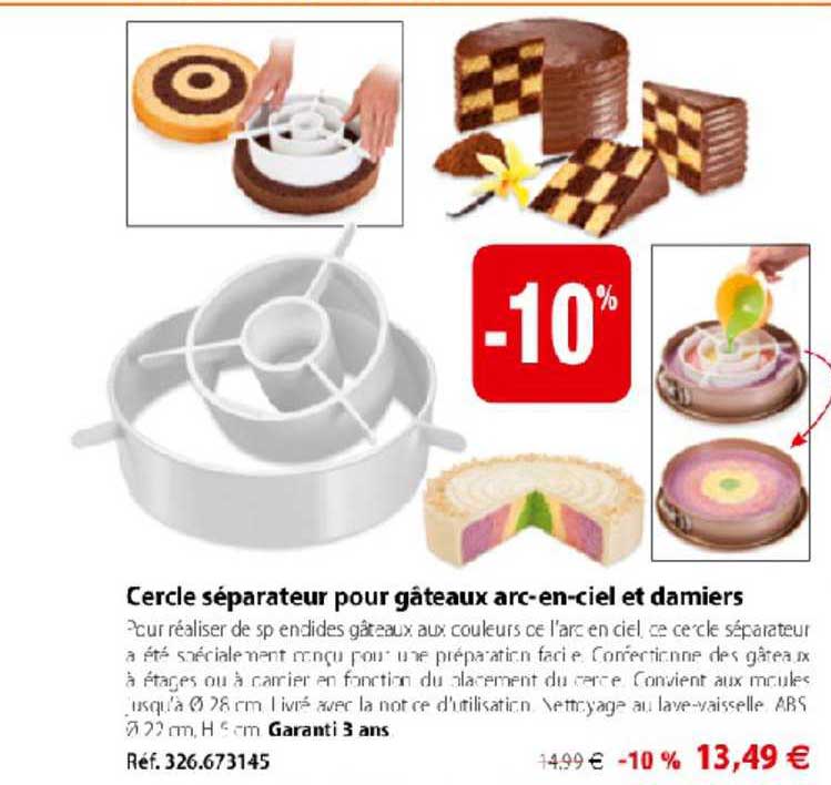 cercle séparateur pour gâteaux arc en ciel et damiers