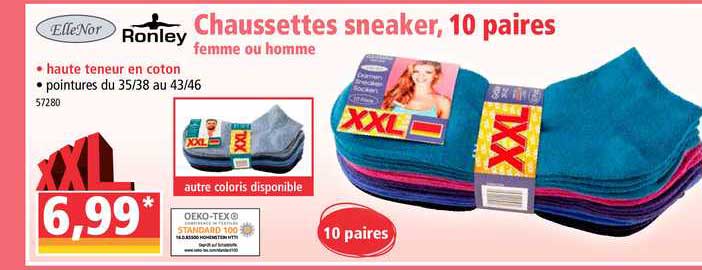 chaussettes sneaker 10 paires ellenor