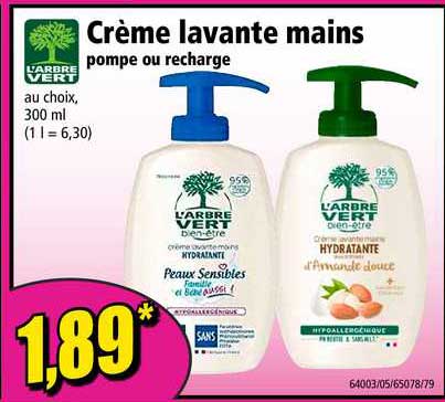 crème lavante mains l'arbre vert