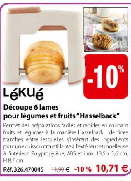 découpes 6 lames pour légumes et fruits hasselback lékué