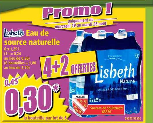 eau de source naturelle lisbeth  4+2 offertes
