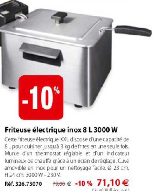 friteuse électrique inox 8 litres 3000 watt