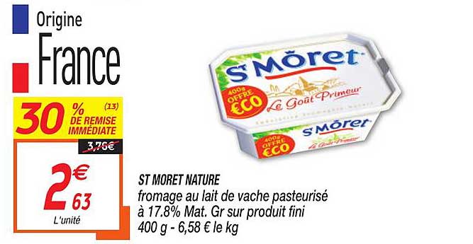 fromage st moret nature 30% de remise immédiate