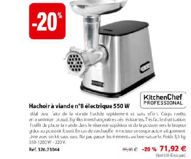 hachoir à viande électrique n°8 550 w kitchenchef professional
