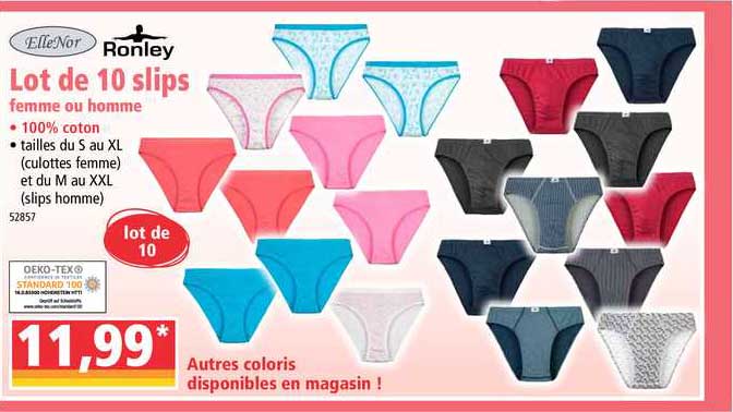 Lot De 10 Slips Femme Ou Homme Ellenor Ronley