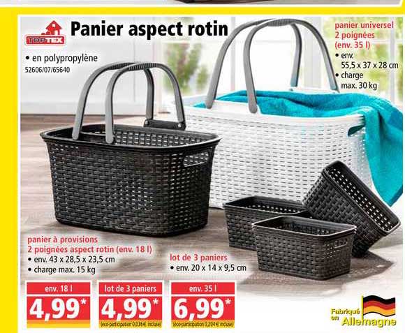 panier à provision aspect rotin toptex