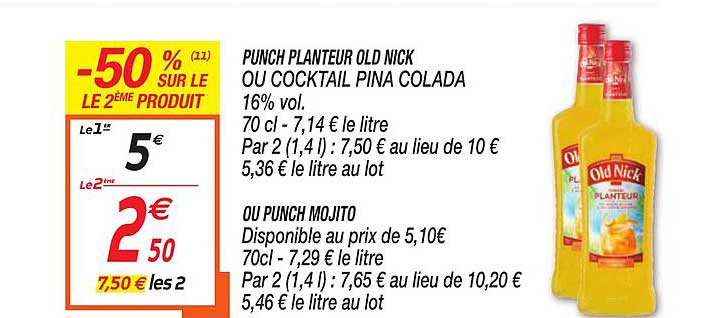 punch planteur old nick -50% sur le 2e