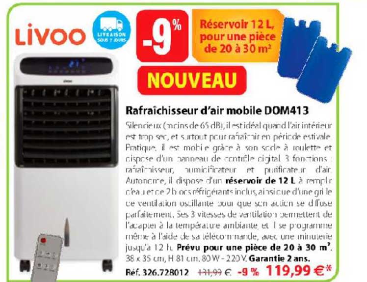 rafraîchisseur d'air mobile dom413 livoo