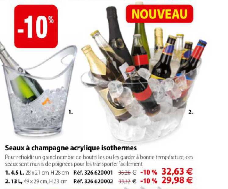 seaux à champagne acrylique isothermes