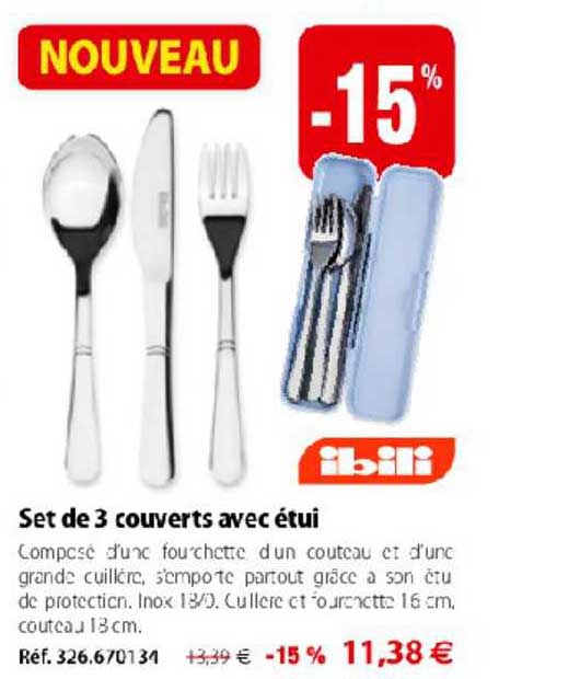 Set De 3 Couverts Avec étui Ibili