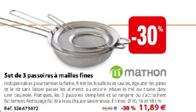 set de 3 passoires à mailles fines