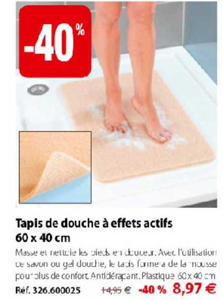 tapis de douche à effets actifs 60x40 cm